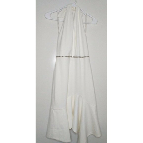 Halston Heritage Women's Size 4 Dress White Ivory Sheath Low Cut Halter $178 NEW - Picture 5 of 10